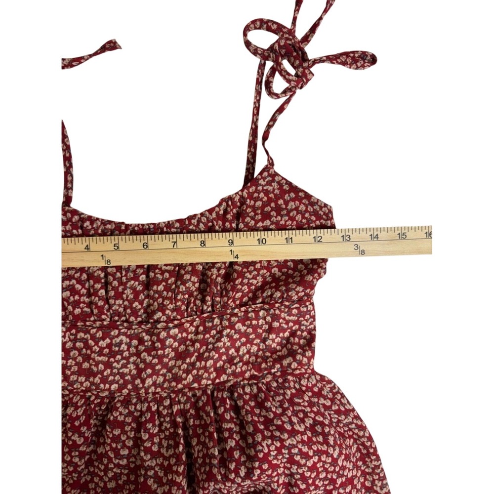 Princess Polly Red Floral Smocked Mini Dress Adjustable‎ Tie Shoulder Beach Vibe - Picture 10 of 11